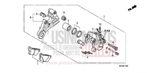 ETRIER DE FREIN ARRIERE (CB600F/F3) CB600F3A de 2010